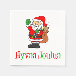 Servilleta De Papel Hyvaa Joulua Navidades finlandeses Santa Napkins