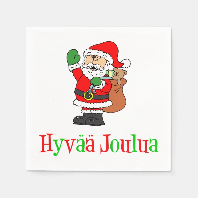 Servilleta De Papel Hyvaa Joulua Navidades finlandeses Santa Napkins (Anverso)