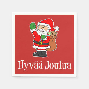 Servilleta De Papel Hyvaa Joulua Navidades finlandeses Santa (RED)