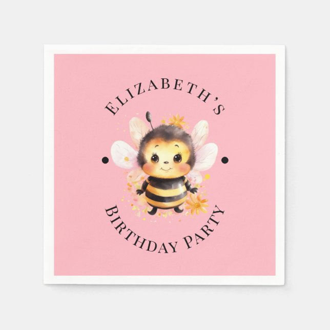 Servilleta De Papel I Bee-Two Chica Birthday Party (Anverso)