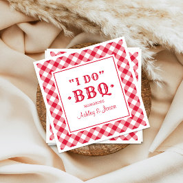 Servilleta De Papel I Do BBQ Red Gingham Custom Wedgram Monograma