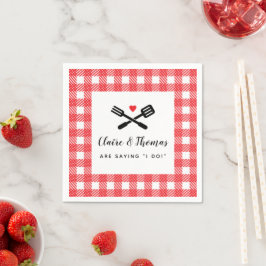 Servilleta De Papel I Do BBQ Red Picnic Parejas Nombre