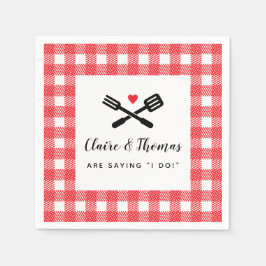 Servilleta De Papel I Do BBQ Red Picnic Parejas Nombre