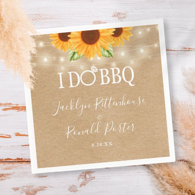 Servilleta De Papel I Do BBQ Sunflower String Lights Engagement  (Subido por el creador)