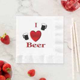 Servilleta De Papel I Heart Beer Design