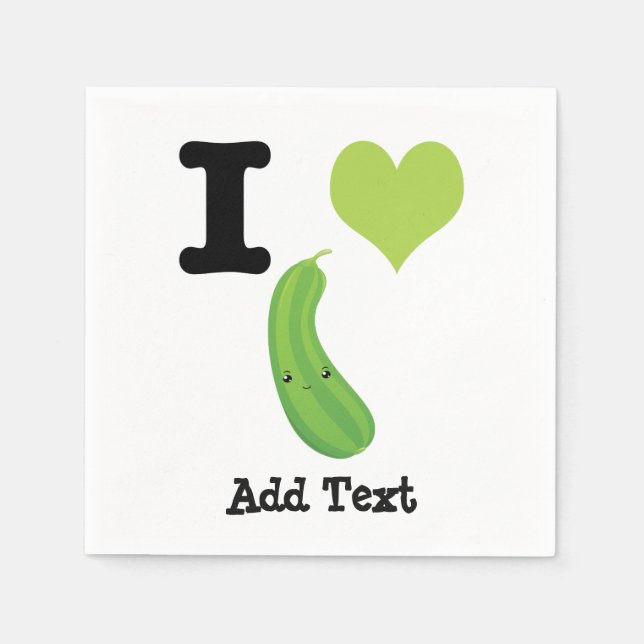 Servilleta De Papel I Heart Zucchini Cute Kawaii Zucchini (Anverso)