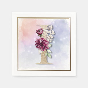 Servilleta De Papel I Monograma Burgundy Floral Napkins