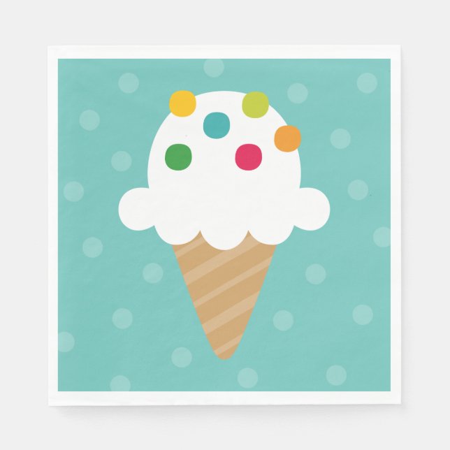 Servilleta De Papel Ice Cream Cone Birthday Party Napkins (Anverso)