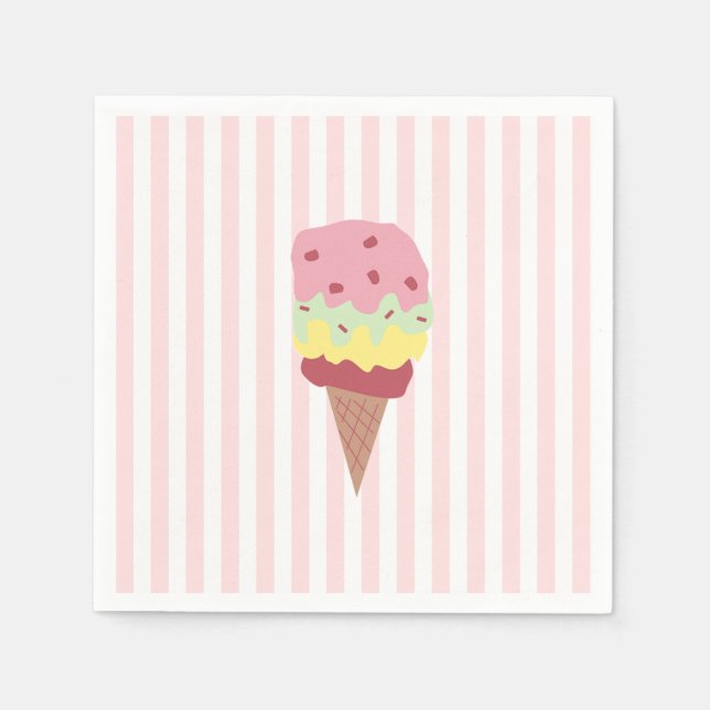 Servilleta De Papel Ice Cream Pintando banda rosa tropical (Anverso)