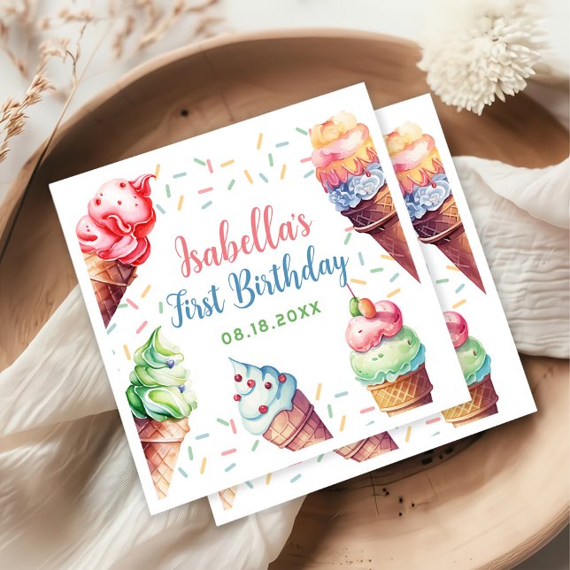 Servilleta De Papel Ice Cream Primer Fiesta de Cumpleaños (Subido por el creador)