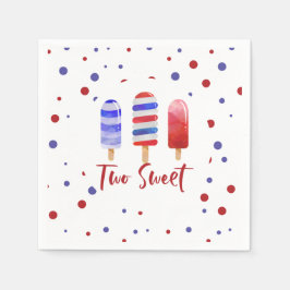Servilleta De Papel Ice Pops Two Sweet Red White Blue 2º cumpleaños