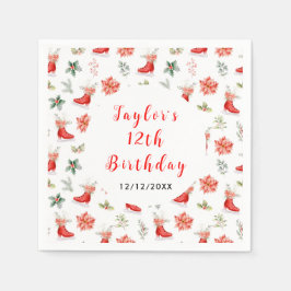 Servilleta De Papel Ice Skating Birthday Party Red