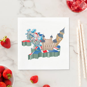 Servilleta De Papel Icónicos monumentos de Londres Mapa británico de v