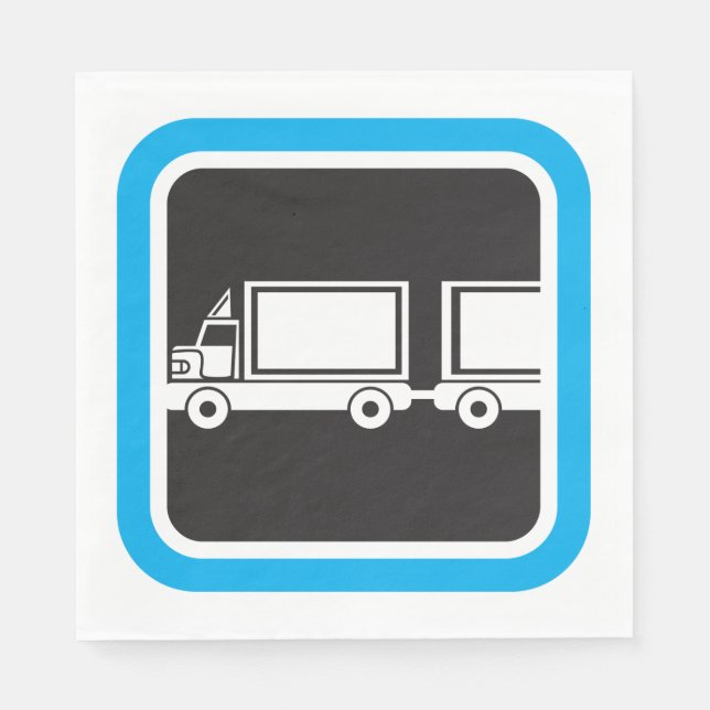 Servilleta De Papel Icono Azul de Camión y Remolque (Anverso)