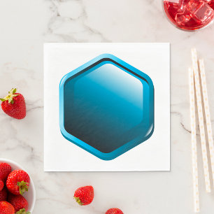 Servilleta De Papel Icono de Hexágono Azul Brillante Geométrico Modern
