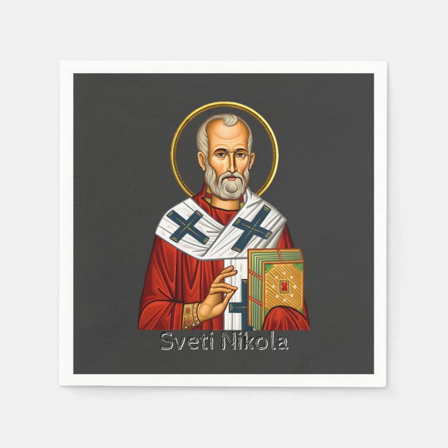 Servilleta De Papel Icono de la letra serbia ortodoxa de San Nicolás (Anverso)