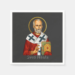 Servilleta De Papel icono ortodoxo serbio de carta de San Nicolás