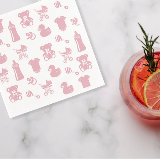 Servilleta De Papel Iconos Baby Shower rosados (Subido por el creador)