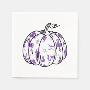 Servilleta De Papel Íconos de Halloween morados en cócteles de calabaz
