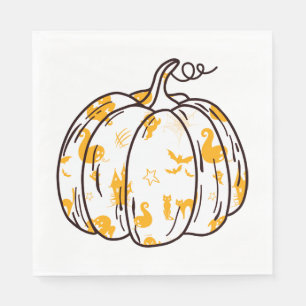Servilleta De Papel Íconos de Halloween Naranjas en el almuerzo de cal