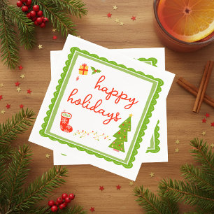 Servilleta De Papel Iconos Navideños Caprichosos y Lindos FELICES FIES
