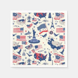 Servilleta De Papel Íconos patrióticos - Estatua de la Libertad, Bande