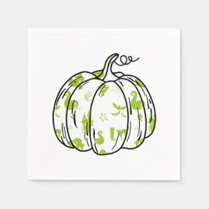 Servilleta De Papel Íconos verdes de Halloween con cócteles de calabaz