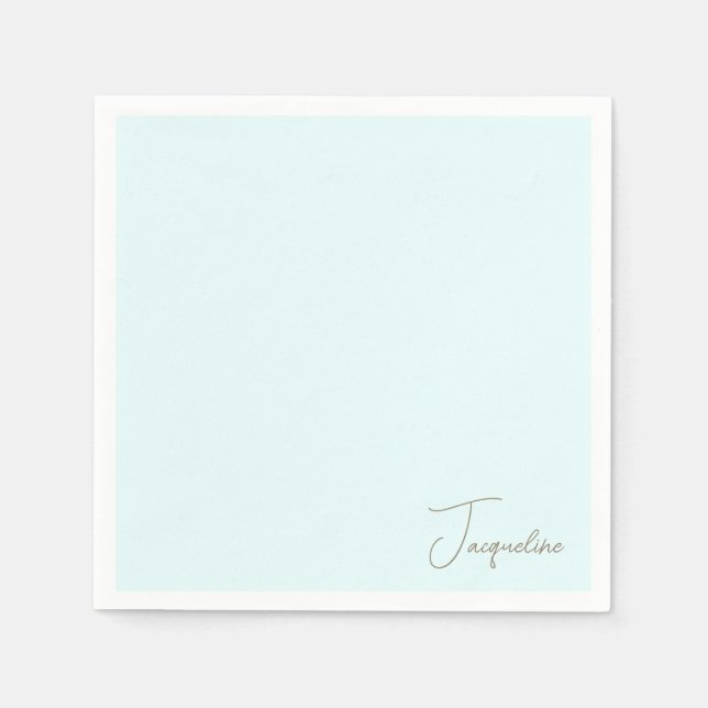 Servilleta De Papel Icy Blue Personalized Script Name Shower Coctail (Anverso)
