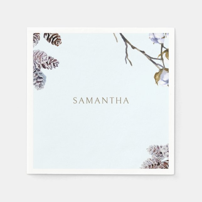 Servilleta De Papel Icy Blue Winter Personalized Shower Cocktail (Anverso)