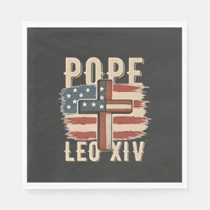 Servilleta De Papel Iglesia Cristiana del Papa León XIV Bandera de los