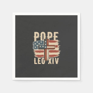 Servilleta De Papel Iglesia Cristiana del Papa León XIV Bandera de los
