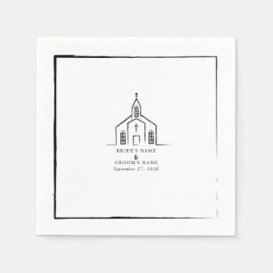 Servilleta De Papel Iglesia Dibujada a Mano Tradicional Caprichosa Bod