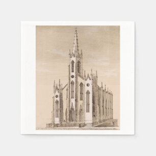 Servilleta De Papel Iglesia Vintage de San Nicolás Nueva York Boceto