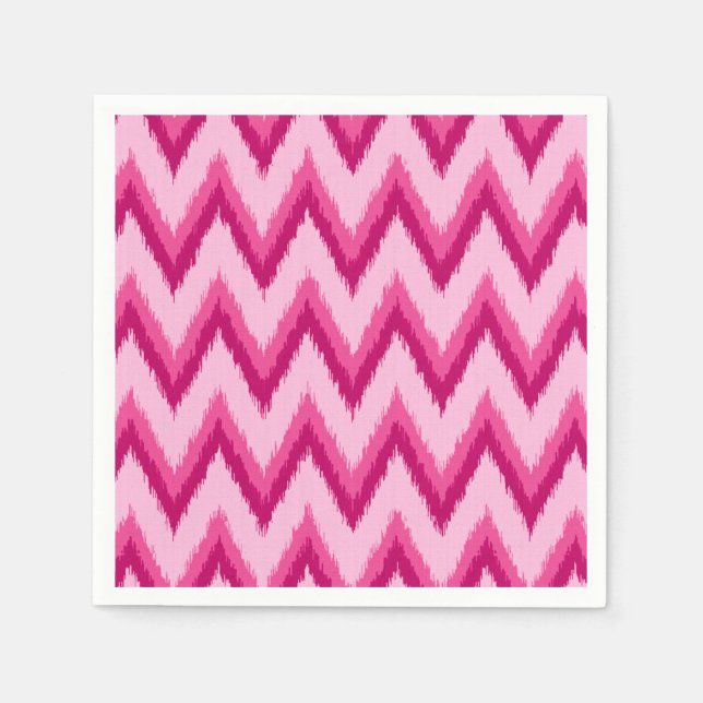 Servilleta De Papel Ikat Chevron Stripes - Fuchsia y rosa pálido (Anverso)