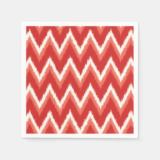 Servilleta De Papel Ikat Chevron Stripes - Naranja oxidado y blanco (Anverso)