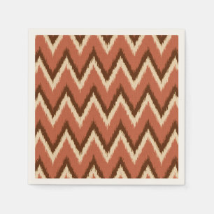 Servilleta De Papel Ikat Chevron Stripes - Rust, Brown y Beige