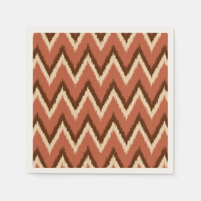 Servilleta De Papel Ikat Chevron Stripes - Rust, Brown y Beige (Anverso)