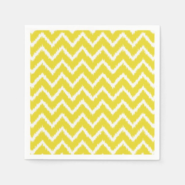 Servilleta De Papel Ikat Chevrons - amarillo y blanco mostaza (Anverso)