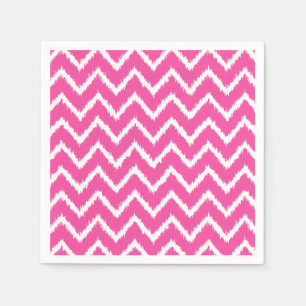 Servilleta De Papel Ikat Chevrons - fucsia profunda rosa y blanca
