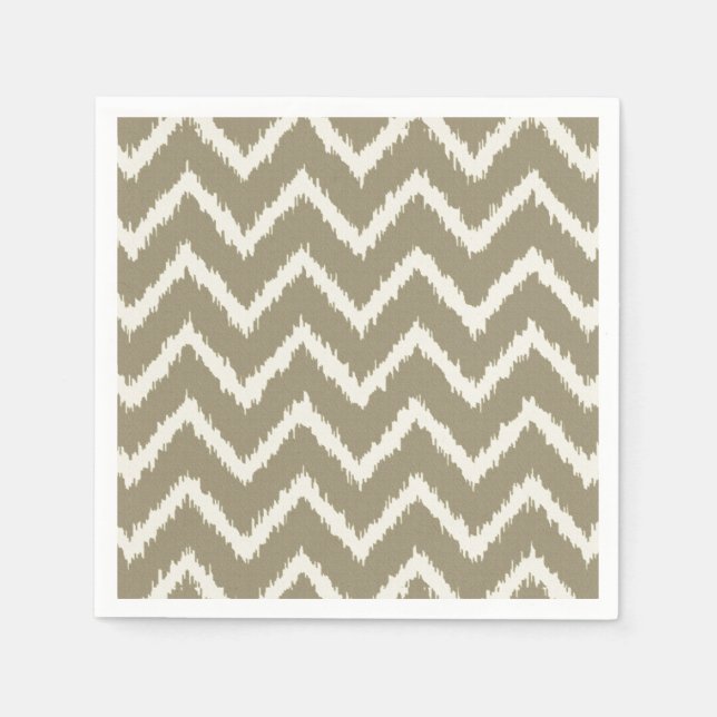 Servilleta De Papel Ikat Chevrons - Taupe tan y beige (Anverso)