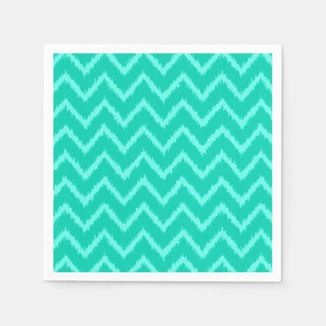Servilleta De Papel Ikat Chevrons - Turquesa y agua (Anverso)