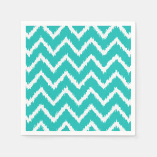 Servilleta De Papel Ikat Chevrons - Turquesa y blanco