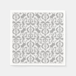 Servilleta De Papel Ikat Damask Morisco - gris plata y blanco