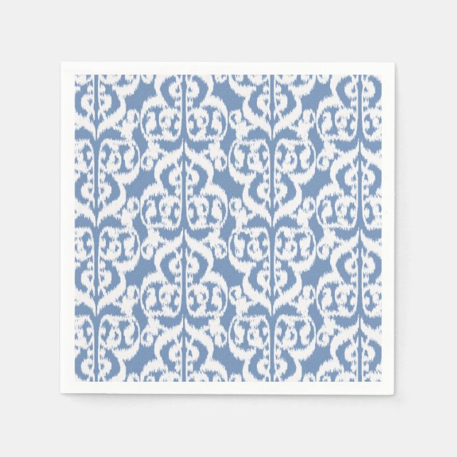 Servilleta De Papel Ikat Moorish Damask - azul cielo y blanco (Anverso)