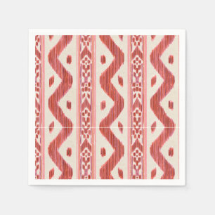 Servilleta De Papel Ikat Rojo Ladrillo sobre Crema, Carrito de Bar