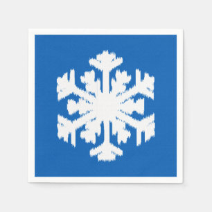 Servilleta De Papel Ikat Snowflake - Azul cobalto y blanco