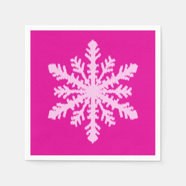 Servilleta De Papel Ikat Snowflake - Fuchsia y el hielo rosado (Anverso)