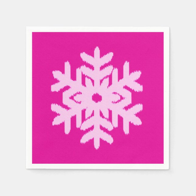 Servilleta De Papel Ikat Snowflake - Fuchsia y el hielo rosado (Anverso)