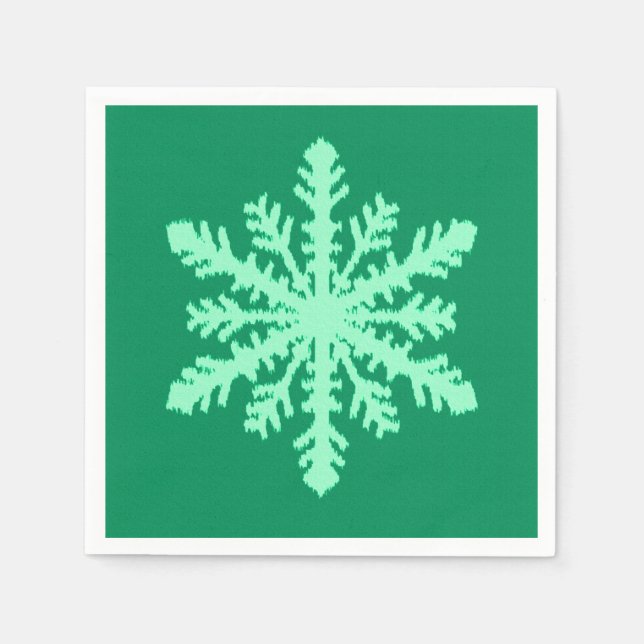 Servilleta De Papel Ikat Snowflake - Pino y verde menta (Anverso)
