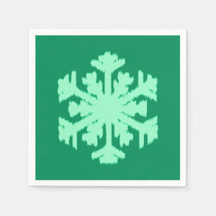 Servilleta De Papel Ikat Snowflake - Pino y verde menta